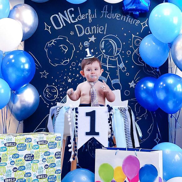 Baby Boy Blue First Birthday Highchair Banner - Picture 4 of 8